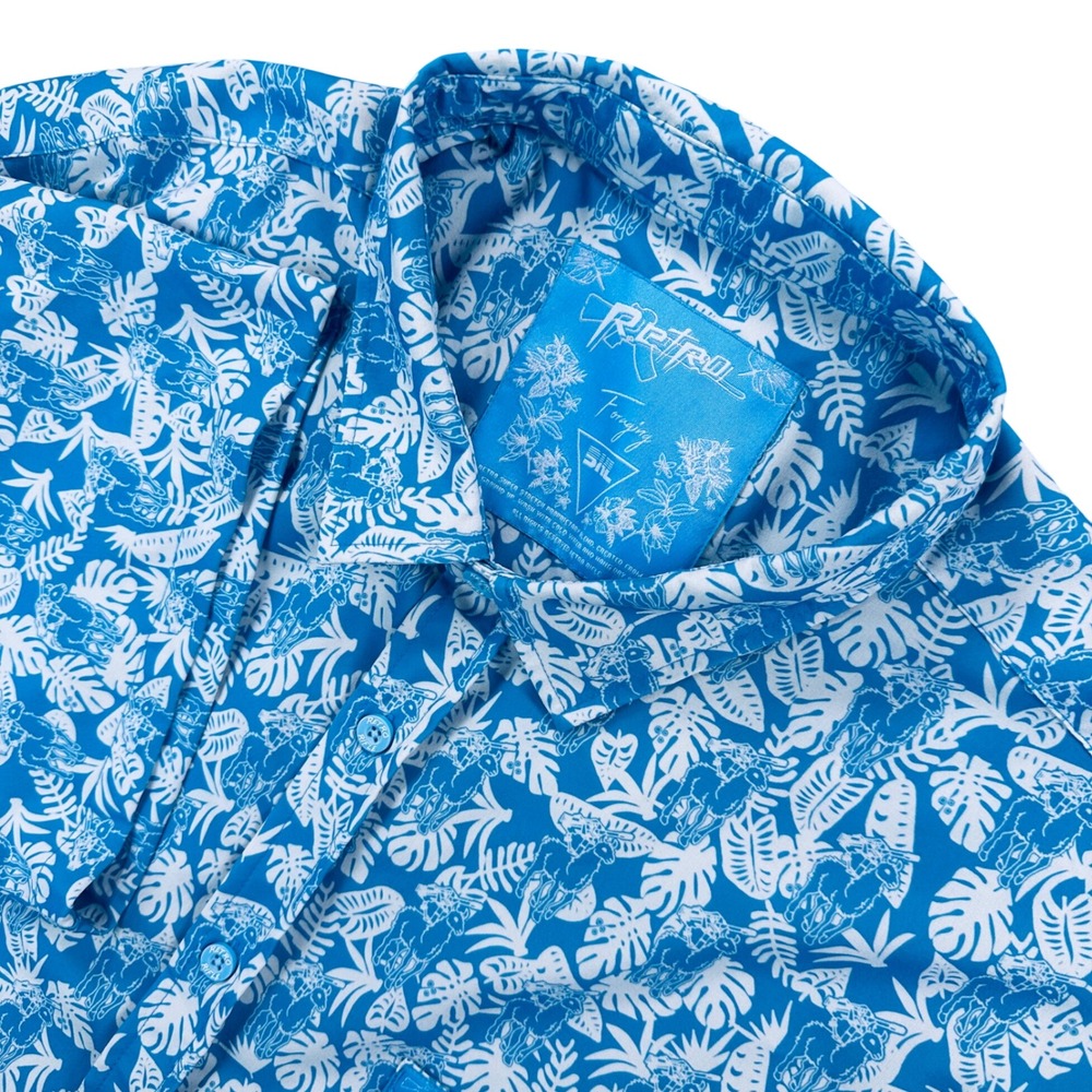 Retro Rifle Foraging Tropical Llama Rifle Print Shirt Men's 3XL Blue Performance